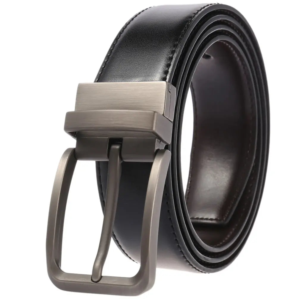 HKM-787091 Men's Two-Layer Cowhide Perforated Casual Trouser Belt