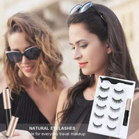 HKM-336915 Magnetic Eyelash Set with Liquid Eyeliner - Five Pairs of Glue-Free Lashes in Various Styles