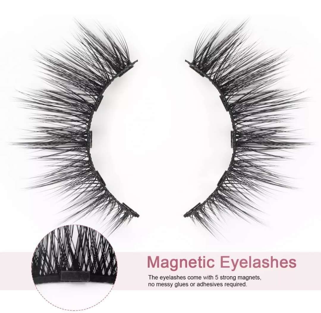 HKM-336915 Magnetic Eyelash Set with Liquid Eyeliner - Five Pairs of Glue-Free Lashes in Various Styles