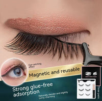 HKM-336915 Magnetic Eyelash Set with Liquid Eyeliner - Five Pairs of Glue-Free Lashes in Various Styles