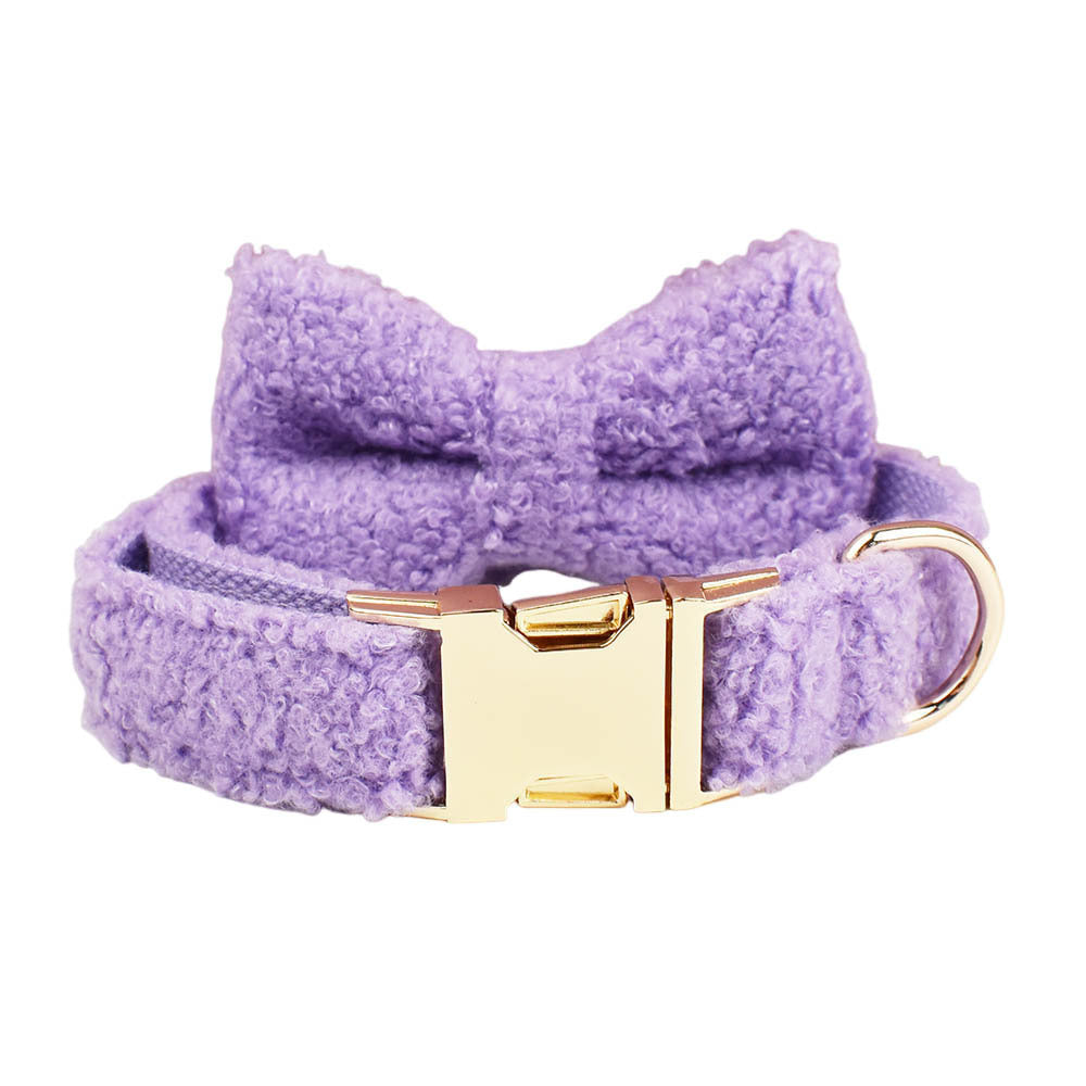 HKM-702611 Purple Dog Four-Piece Set: Collar, Leash, Bow, and Vest for Small Pets