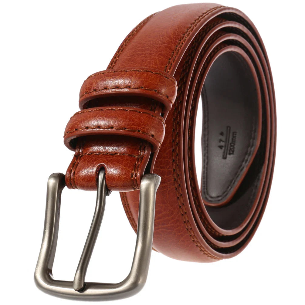 HKM-458259 Casual Two-Layer Leather Pin Buckle Belt - 3.2CM Width, Style LY32-22348