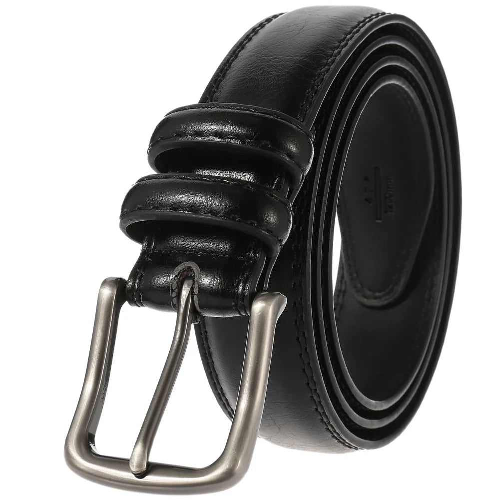 HKM-458259 Casual Two-Layer Leather Pin Buckle Belt - 3.2CM Width, Style LY32-22348