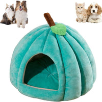 HKM-417043 Cozy Pumpkin-Shaped Cat Cave Bed for Indoor Cats and Small Dogs - Warm, Plush, and Removable Washing Mat