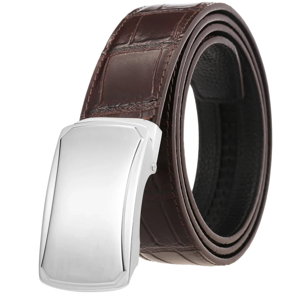 HKM-031123 Business Casual Stainless Steel Belt with Patch Buckle for Men - Model LY36-61317-8