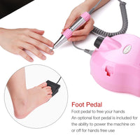 HKM-900819 Electric Nail Polisher Drill Kit with Foot Switch and Six Nail Bits, 0-35000RPM, for Manicure and Pedicure