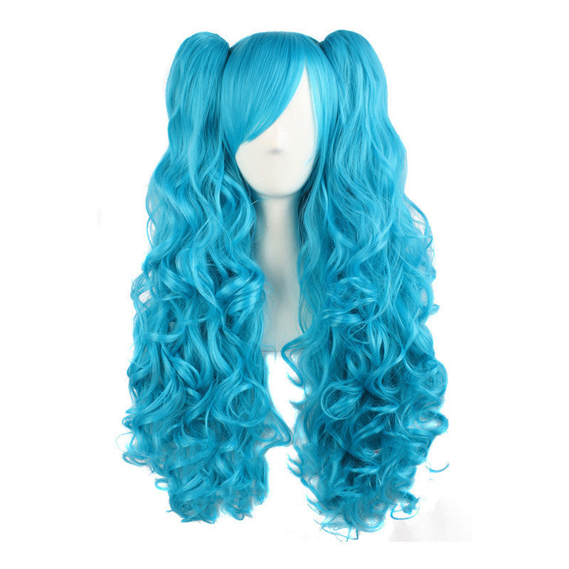 HKM-085331 Medium Long Double Ponytail Anime Character Wig Set - High Temperature Wire, Suitable for Any Skin Tone and Face Shape