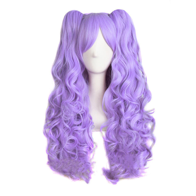 HKM-085331 Medium Long Double Ponytail Anime Character Wig Set - High Temperature Wire, Suitable for Any Skin Tone and Face Shape