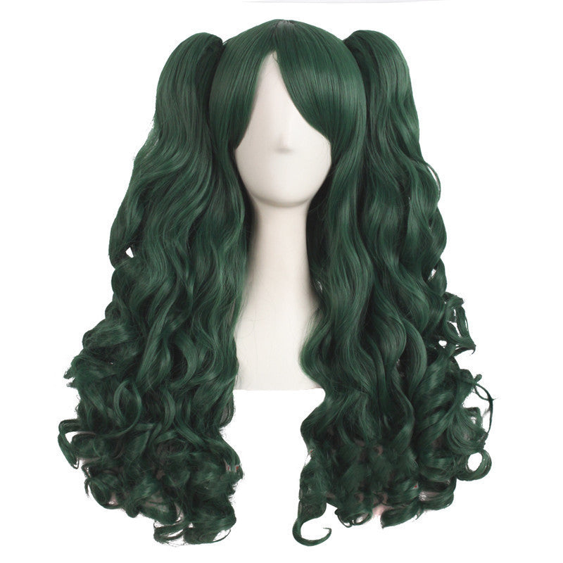 HKM-085331 Medium Long Double Ponytail Anime Character Wig Set - High Temperature Wire, Suitable for Any Skin Tone and Face Shape
