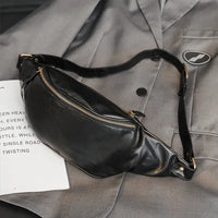 HKM-386131 Casual Outdoor Men's Crossbody Chest Bag in Waxed Canvas and Leather