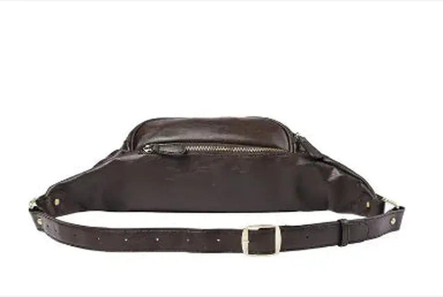 HKM-386131 Casual Outdoor Men's Crossbody Chest Bag in Waxed Canvas and Leather
