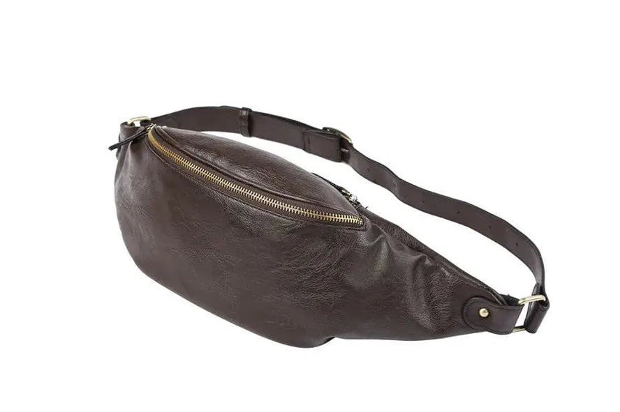 HKM-386131 Casual Outdoor Men's Crossbody Chest Bag in Waxed Canvas and Leather