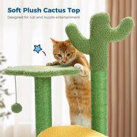 HKM-037331 Cactus Cat Tree with Flower Perch, Soft Top, and Hanging Ball for Indoor Cats