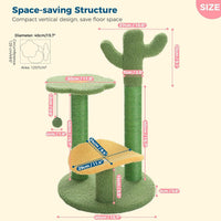 HKM-037331 Cactus Cat Tree with Flower Perch, Soft Top, and Hanging Ball for Indoor Cats