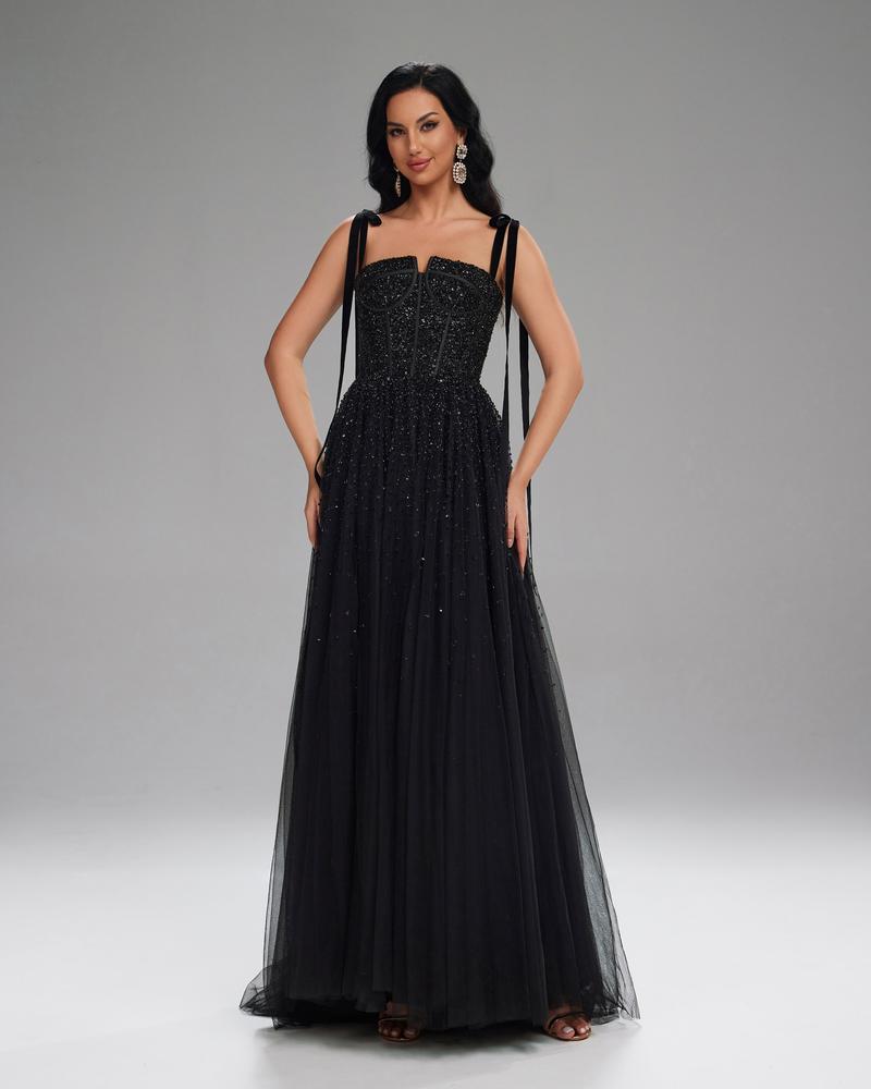 HKM-960979 Elegant Black Evening Dress for Women, Style EZ25199