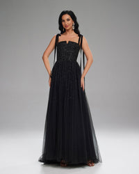 HKM-960979 Elegant Black Evening Dress for Women, Style EZ25199