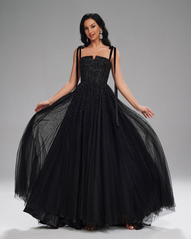 HKM-960979 Elegant Black Evening Dress for Women, Style EZ25199