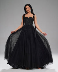 HKM-960979 Elegant Black Evening Dress for Women, Style EZ25199