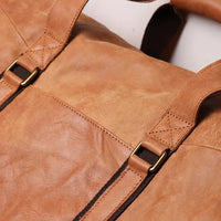 HKM-694099 Retro Genuine Leather Travel Bag - Large Capacity Crossbody for Men and Women, Waterproof Waxed Canvas, 55cm x 25cm x 28cm
