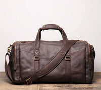 HKM-694099 Retro Genuine Leather Travel Bag - Large Capacity Crossbody for Men and Women, Waterproof Waxed Canvas, 55cm x 25cm x 28cm