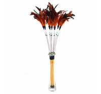 HKM-613523 Colored Spring Bell Cat Toy with Feather and Beads - 15.5cm Interactive Play Stick