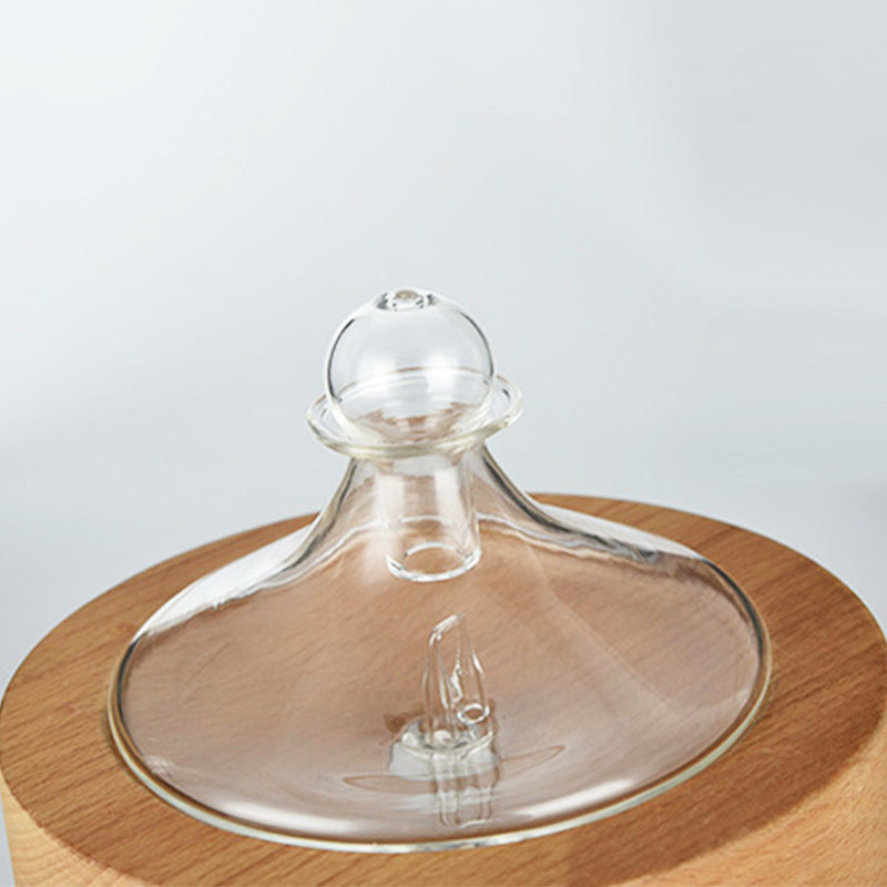 HKM-153363 Wood Grain Round Aromatherapy Diffuser with USB Power, Timing Function, and Water Shortage Protection for Home Use 31-40 sqm