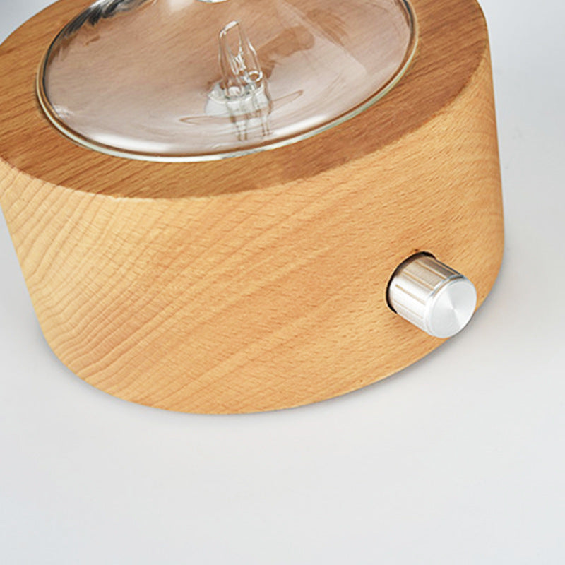 HKM-153363 Wood Grain Round Aromatherapy Diffuser with USB Power, Timing Function, and Water Shortage Protection for Home Use 31-40 sqm