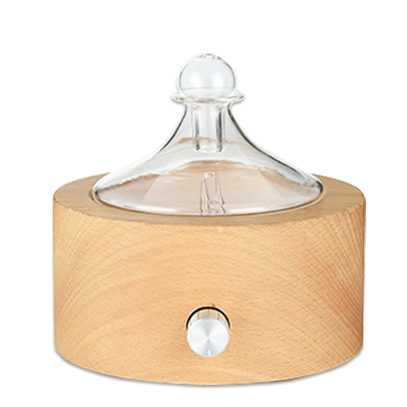 HKM-153363 Wood Grain Round Aromatherapy Diffuser with USB Power, Timing Function, and Water Shortage Protection for Home Use 31-40 sqm