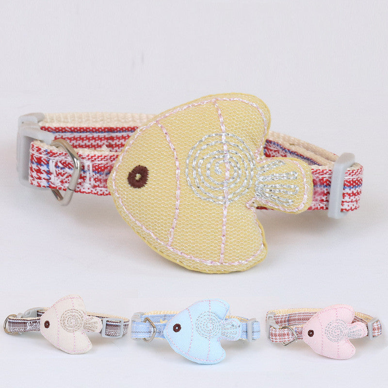 HKM-715795 Small Monochrome Fish-Shaped Cat Collar - Casual Polyester Design