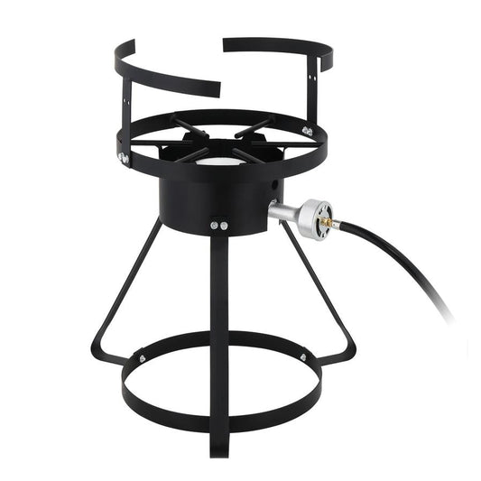 HKM-024851 30QT Black Round Turkey Frying Pan Set with Tripod Stand and Aluminum Cookware