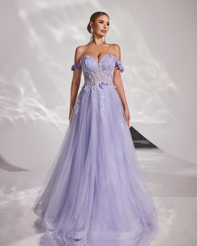 HKM-501075 Elegant Women's Evening Gown in Purple - Model EZ25177