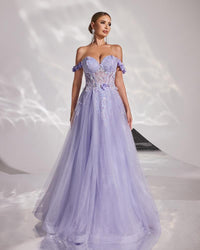 HKM-501075 Elegant Women's Evening Gown in Purple - Model EZ25177