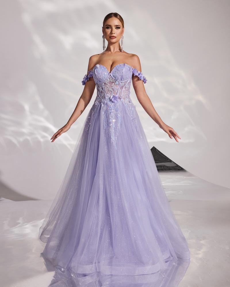 HKM-501075 Elegant Women's Evening Gown in Purple - Model EZ25177