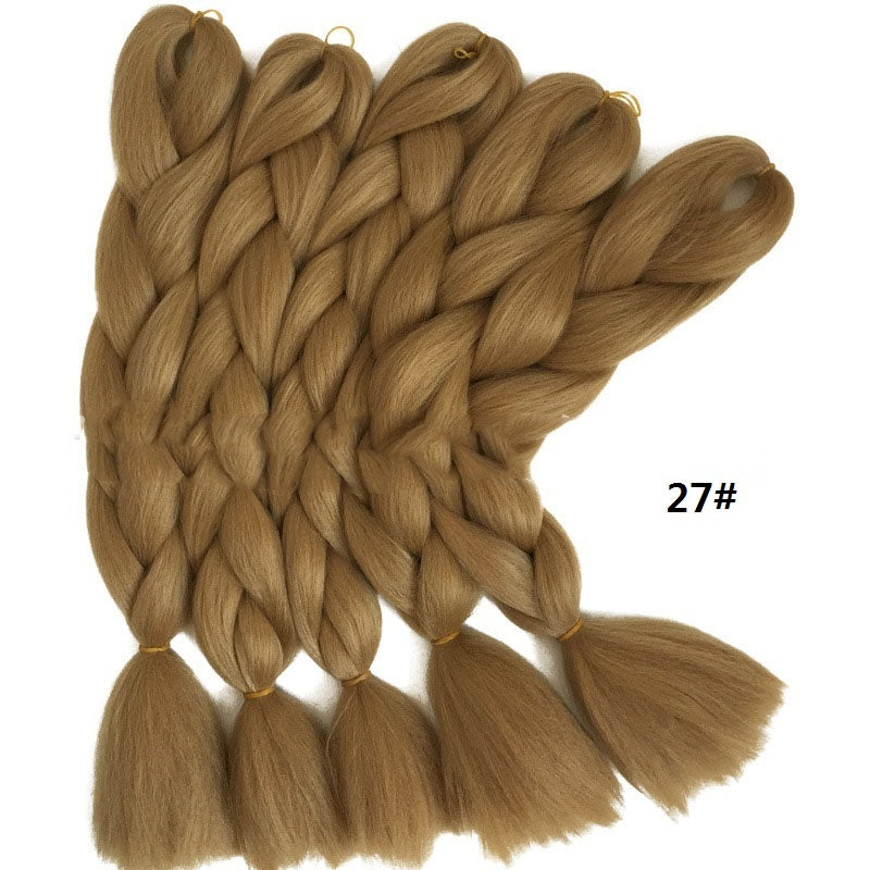 HKM-493203 Jumbo Braiding Hair Crochet Braids for Kids and Women - 24in Straight High Temperature Fiber, Pure Color