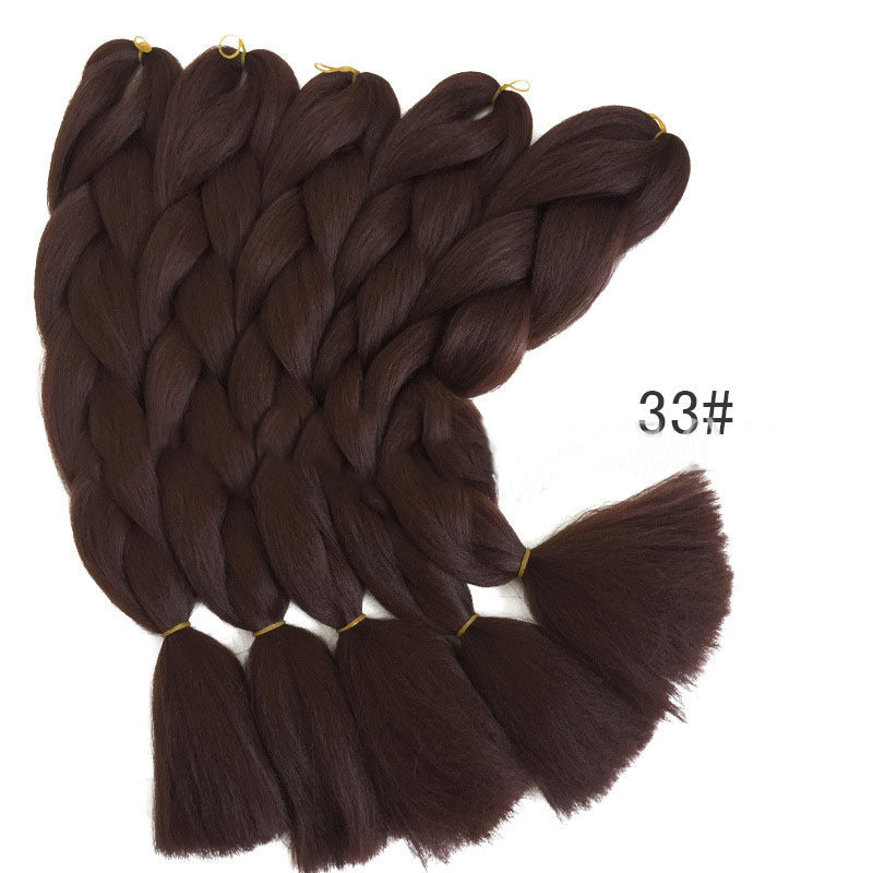 HKM-493203 Jumbo Braiding Hair Crochet Braids for Kids and Women - 24in Straight High Temperature Fiber, Pure Color