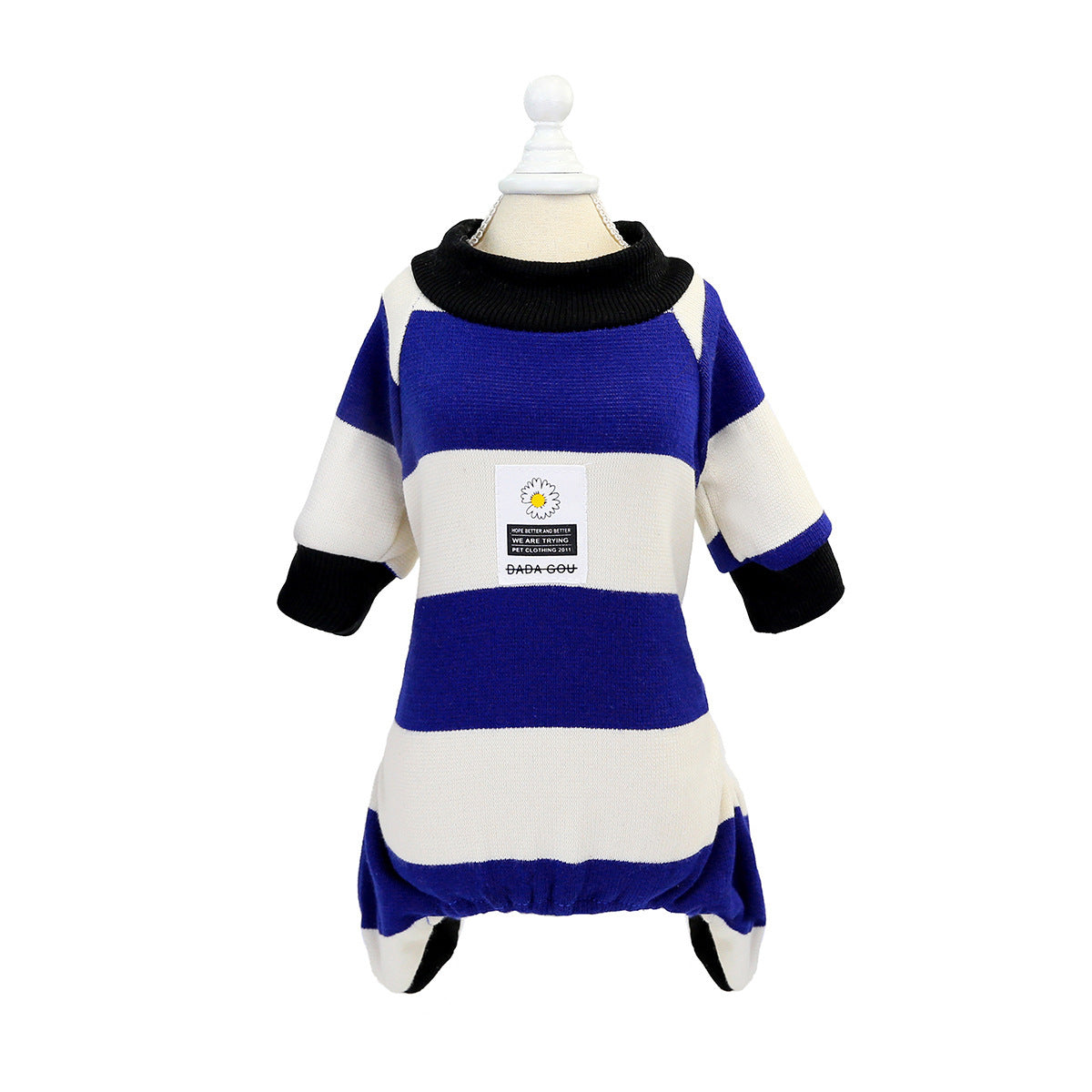 HKM-802771 Striped Velvet Dog Pajamas - Soft Cotton Pet Clothing in Blue, Red, and Green, Sizes S to 2XL