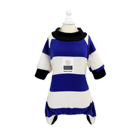 HKM-802771 Striped Velvet Dog Pajamas - Soft Cotton Pet Clothing in Blue, Red, and Green, Sizes S to 2XL