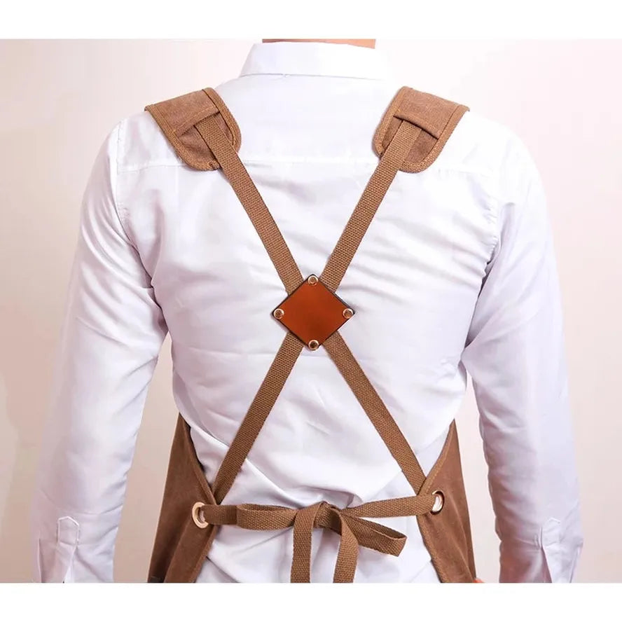 KTX-291283 Canvas Apron for Gardening, Baking, and Restaurant Use - Custom Logo Available