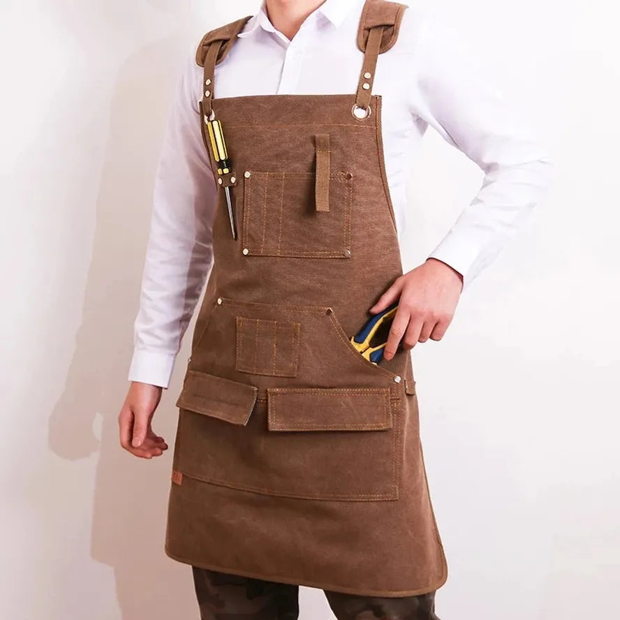 KTX-291283 Canvas Apron for Gardening, Baking, and Restaurant Use - Custom Logo Available