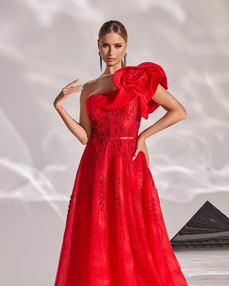 HKM-336083 Elegant Red Evening Dress for Women - Model EZ25164