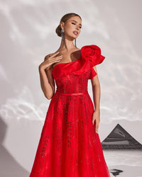 HKM-336083 Elegant Red Evening Dress for Women - Model EZ25164