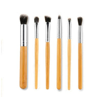 HKM-919827 11-Piece Bamboo Handle Makeup Brush Set with Linen Bag for Blush and Foundation Application