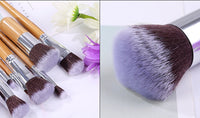 HKM-919827 11-Piece Bamboo Handle Makeup Brush Set with Linen Bag for Blush and Foundation Application