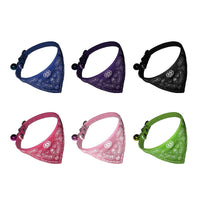 HKM-728147 Adjustable PU Cat Collar with Floral Design and Matching Saliva Towel for Small Dogs