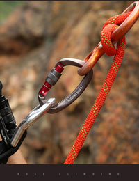 HKM-291603 D-Shaped Carabiner - Compact Locking Safety Buckle for Rock Climbing and Outdoor Activities