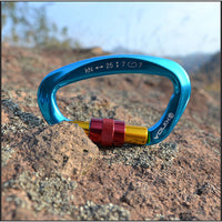 HKM-291603 D-Shaped Carabiner - Compact Locking Safety Buckle for Rock Climbing and Outdoor Activities