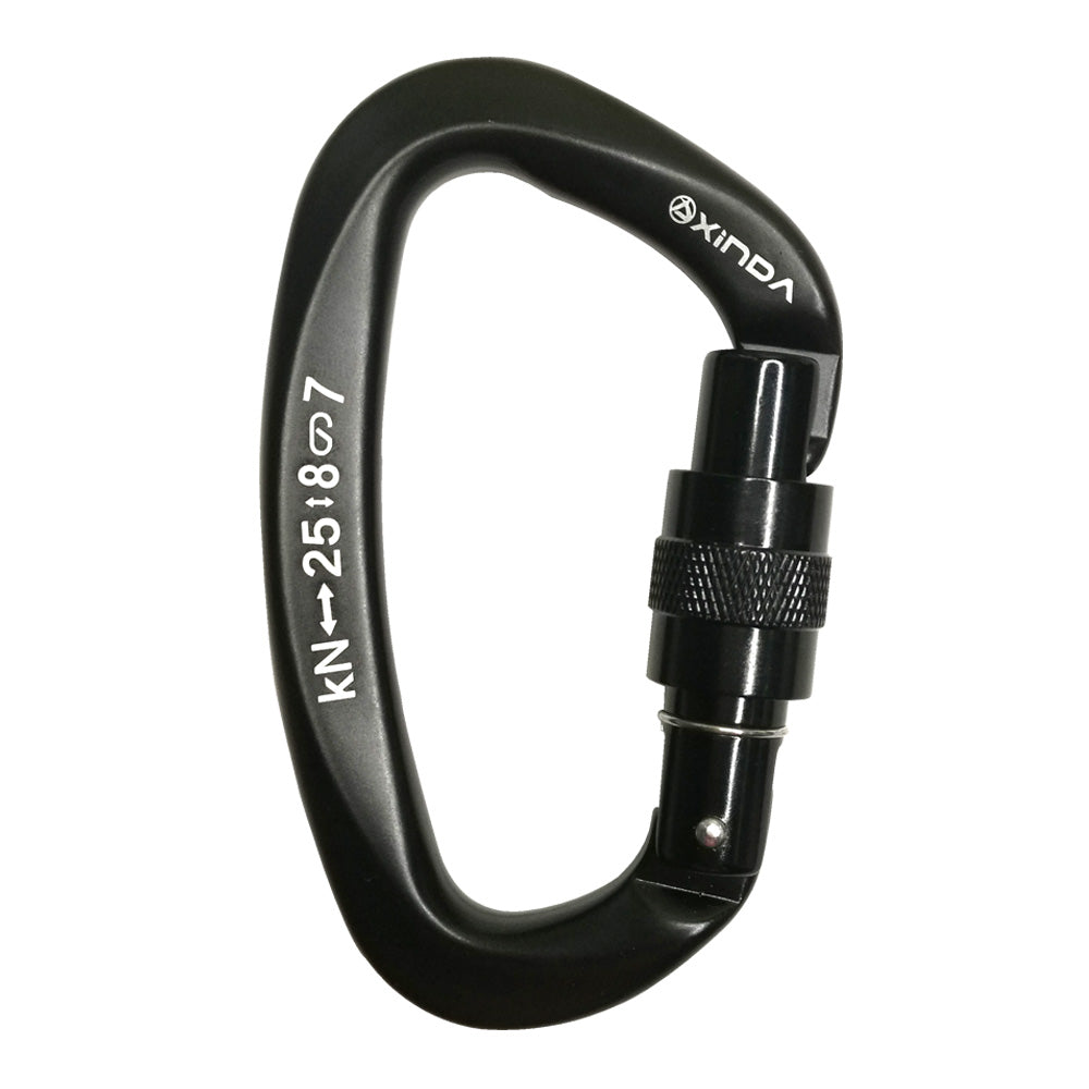 HKM-291603 D-Shaped Carabiner - Compact Locking Safety Buckle for Rock Climbing and Outdoor Activities