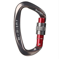 HKM-291603 D-Shaped Carabiner - Compact Locking Safety Buckle for Rock Climbing and Outdoor Activities