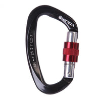 HKM-291603 D-Shaped Carabiner - Compact Locking Safety Buckle for Rock Climbing and Outdoor Activities