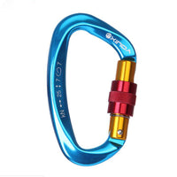 HKM-291603 D-Shaped Carabiner - Compact Locking Safety Buckle for Rock Climbing and Outdoor Activities
